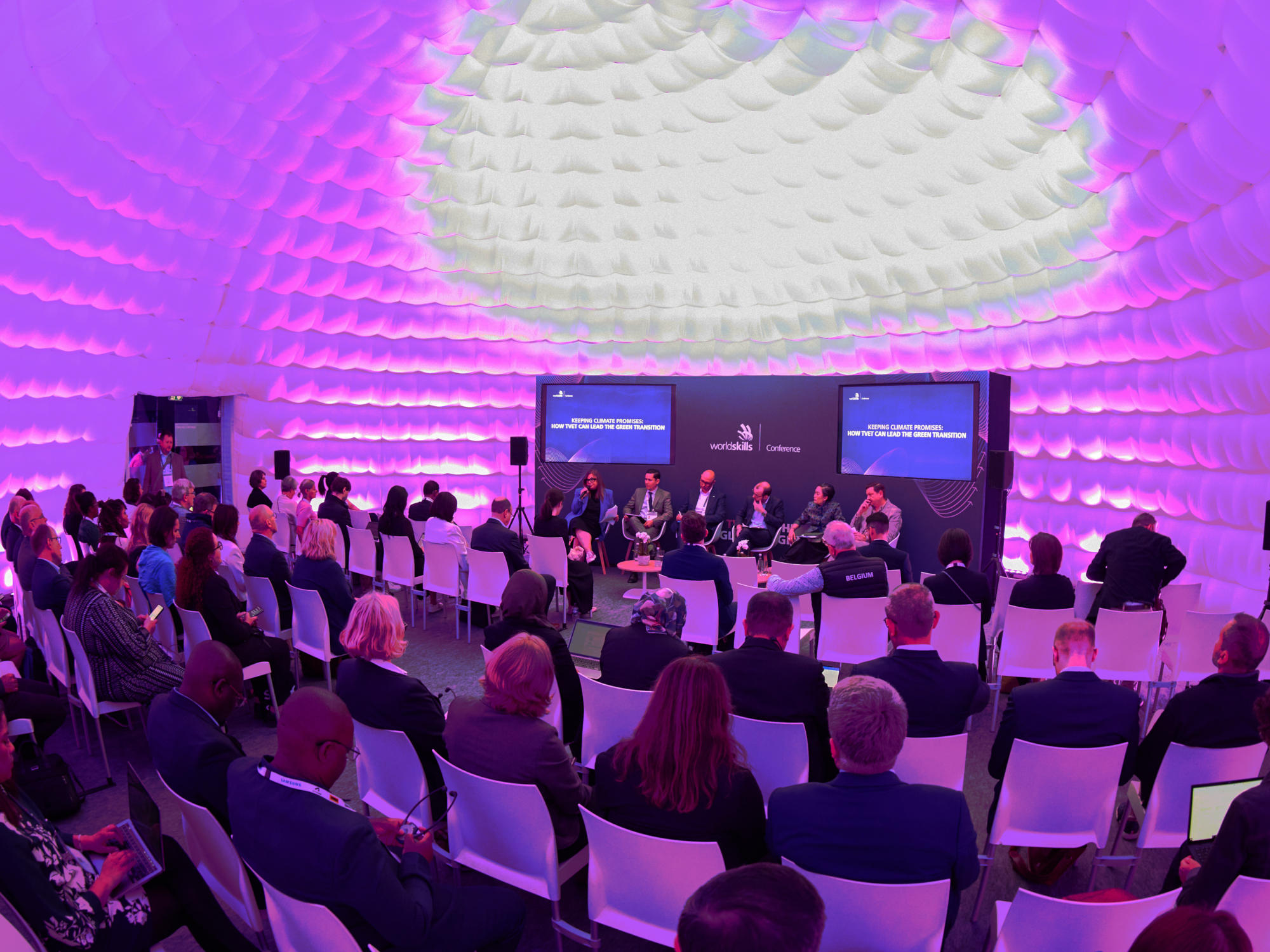 Inside one of the domes at WorldSkills Conference 2024.